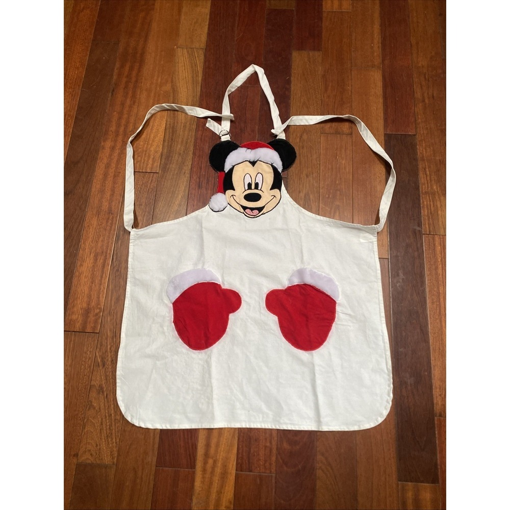 Mickey‎ Mouse Christmas Apron Vintage~ Mickey's Face + 2 Mittens w/ pockets